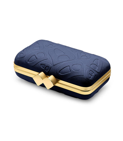 Navy Caviar Clutch