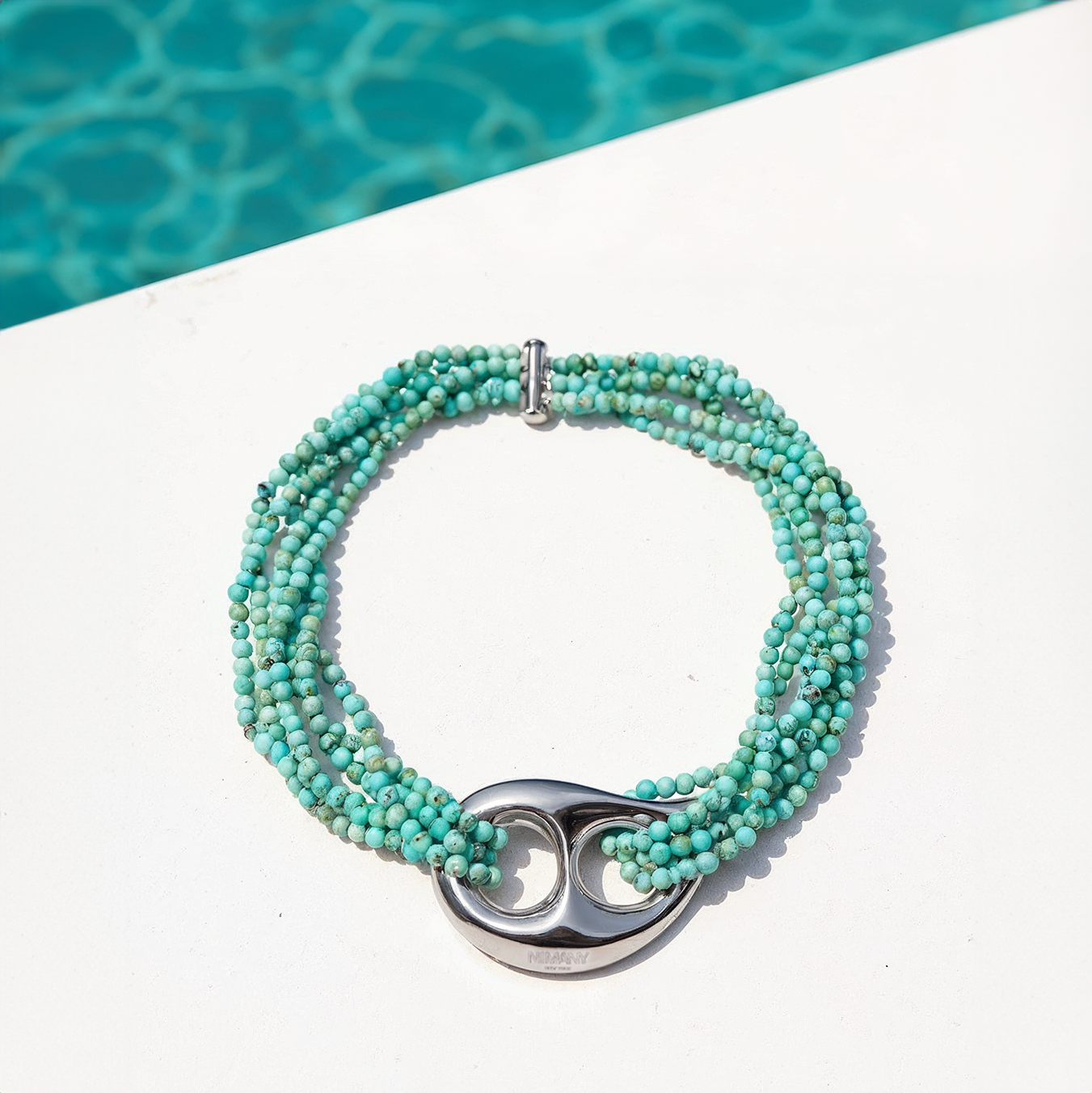 Luna Drop Choker - Silver / Turquoise