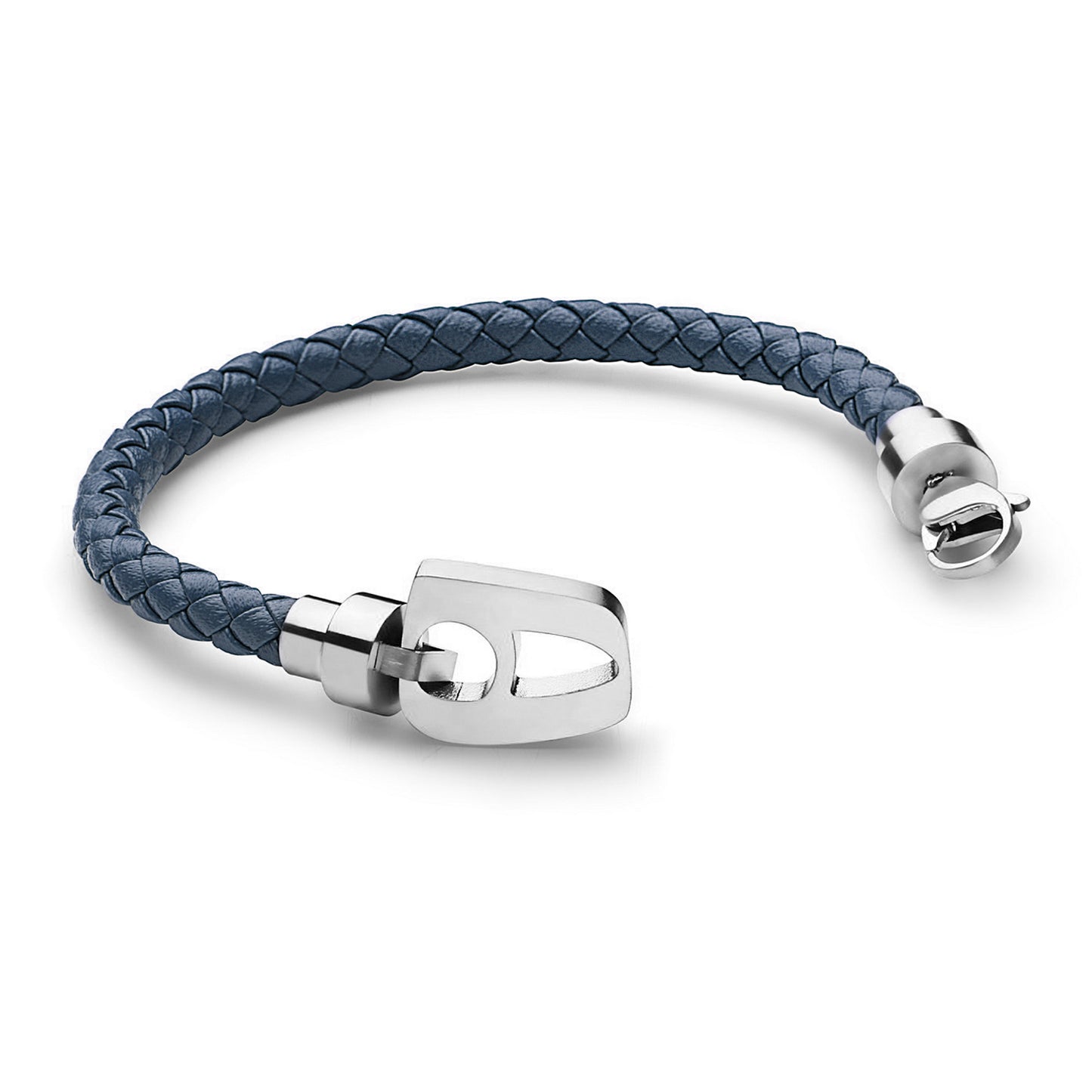 Navy Leather Steel Hardware