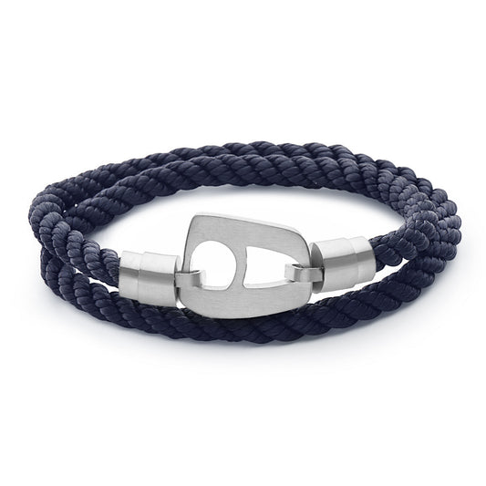 Navy Rope Brushed Silver Hardware