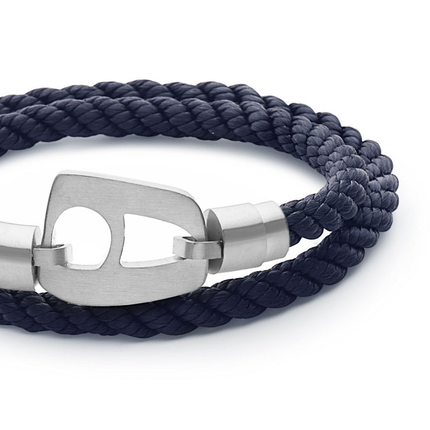 Navy Rope Brushed Silver Hardware