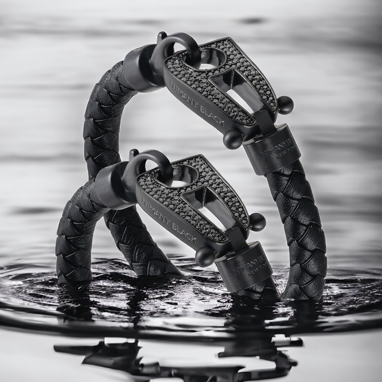 Black Leather Black Hardware diamond