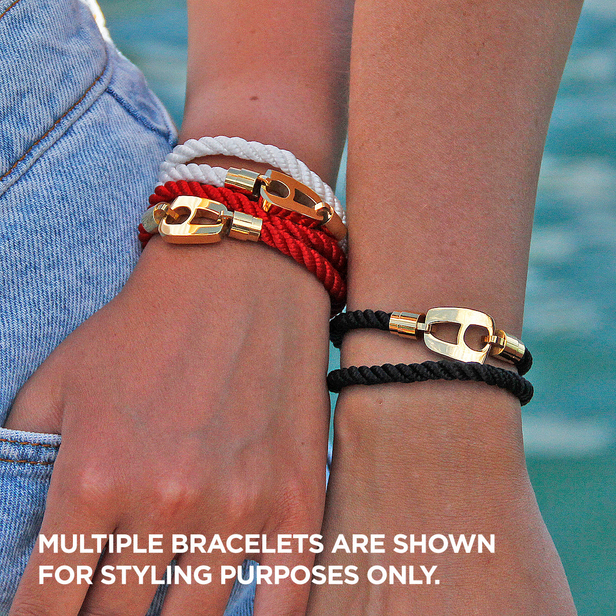 Red Rope Polished Gold Hardware