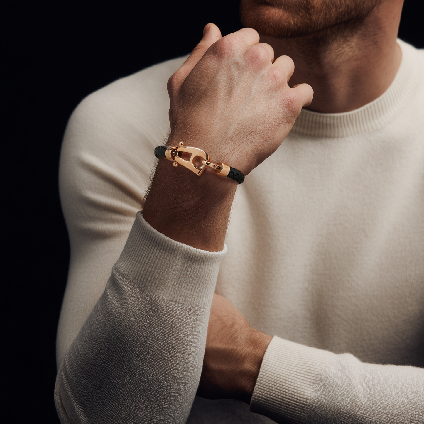 Black Leather Rose Gold Hardware