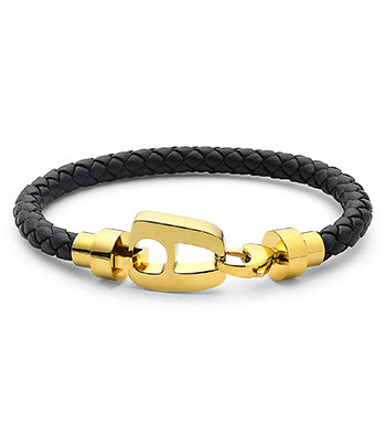 Black Leather Yellow Gold Hardware