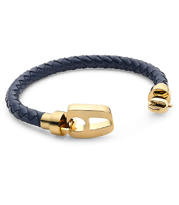 Navy Leather Yellow Gold Hardware
