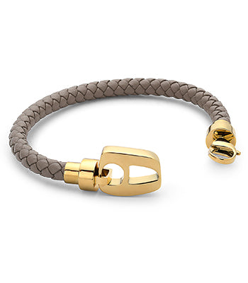 Taupe Leather Yellow Gold Hardware