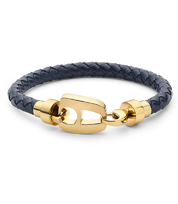 Navy Leather Yellow Gold Hardware