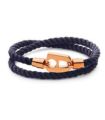 Navy Rope Polished Rose Gold