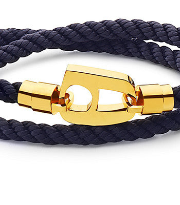 Navy Rope Polished Gold Hardware