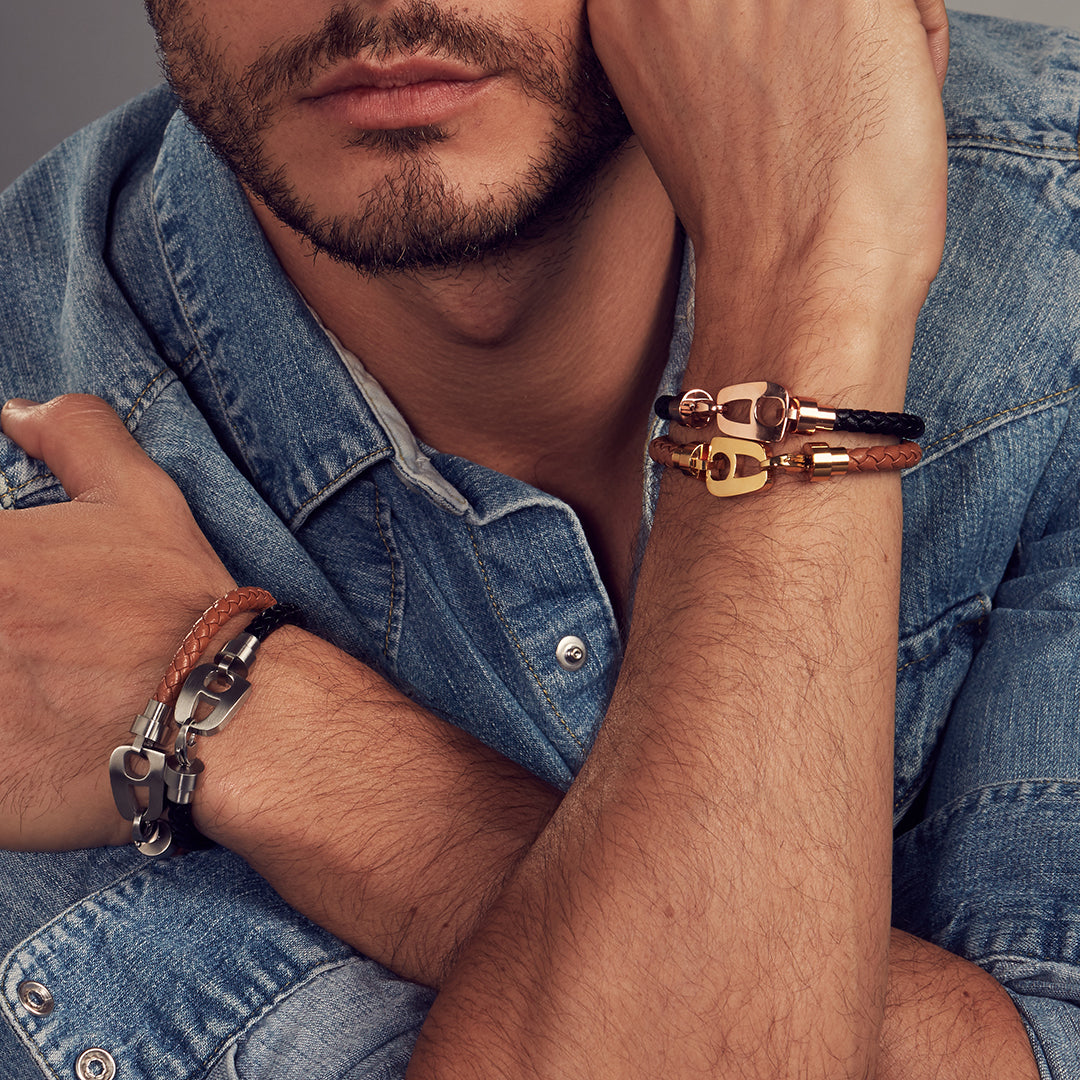 Brown Leather Polished Gold Hardware