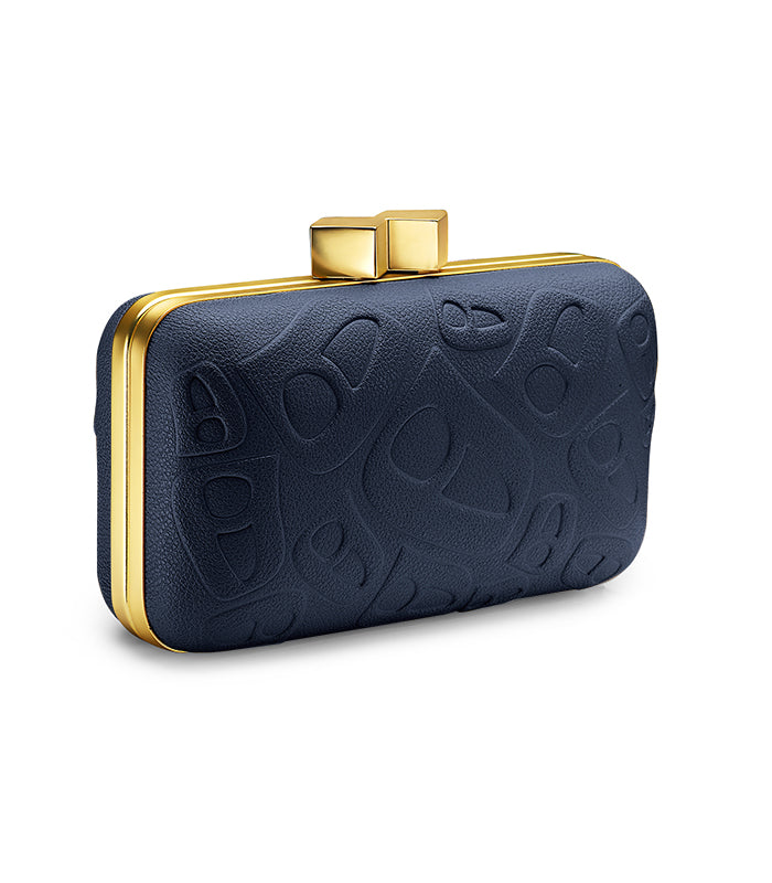 Navy Caviar Clutch