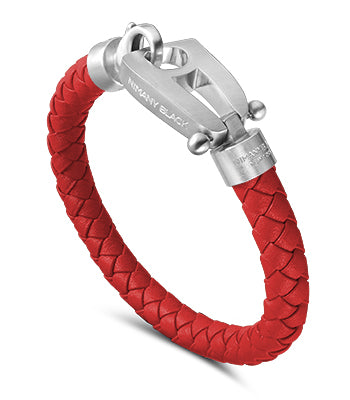 Crimson Leather Matt Steel Hardware