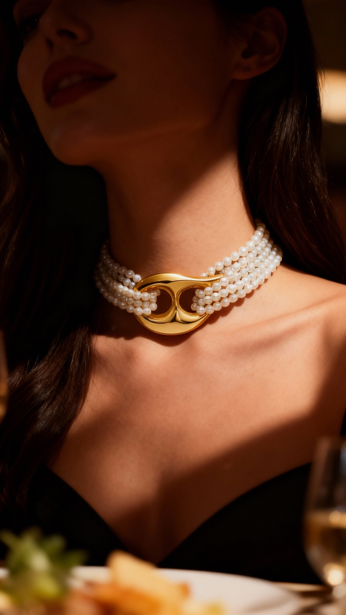 Luna Drop Choker - Gold / White