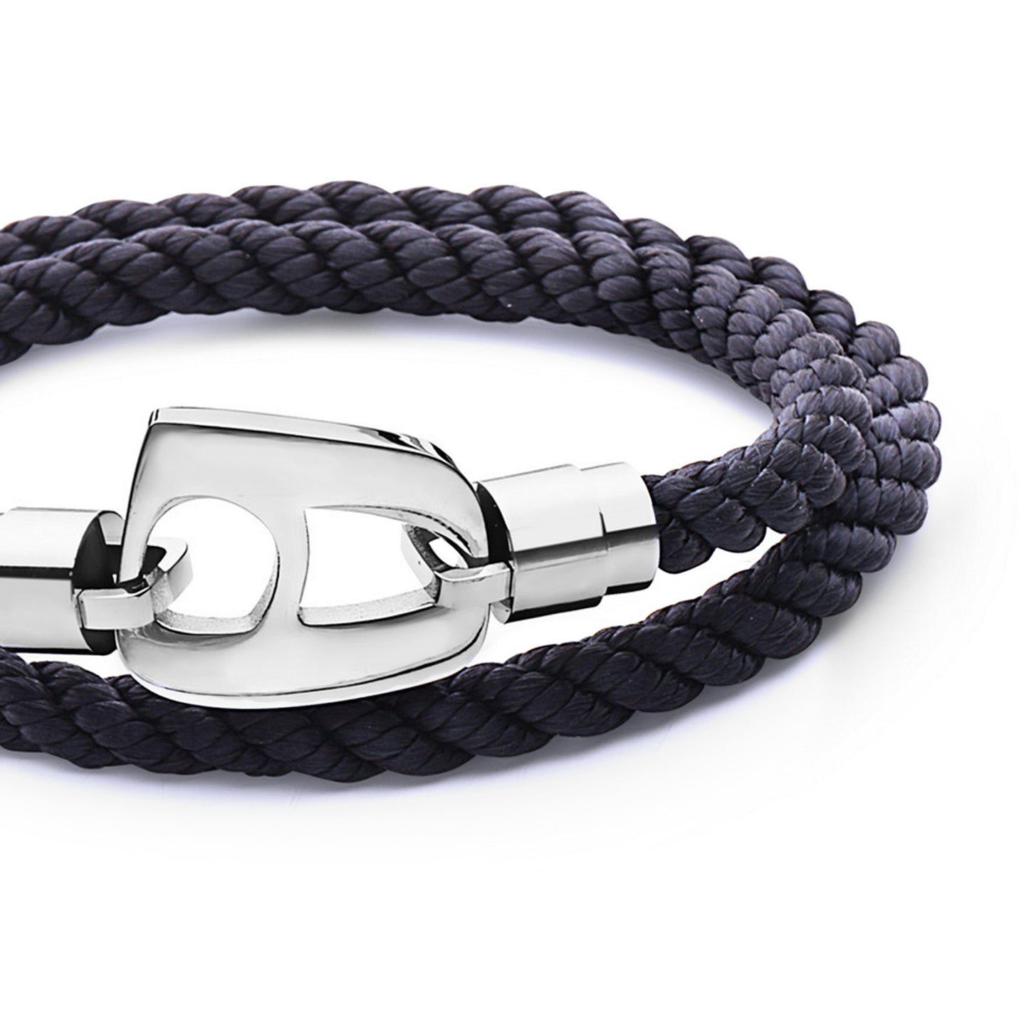 Navy Rope Polished Silver Hardware