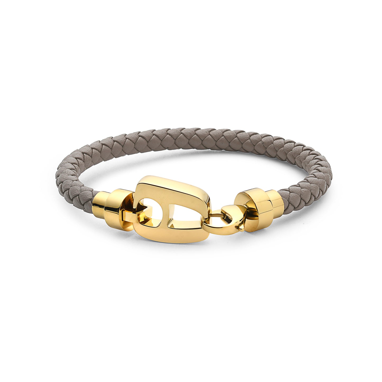 Taupe Leather Yellow Gold Hardware