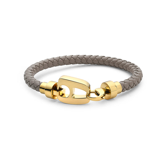 Taupe Leather Yellow Gold Hardware