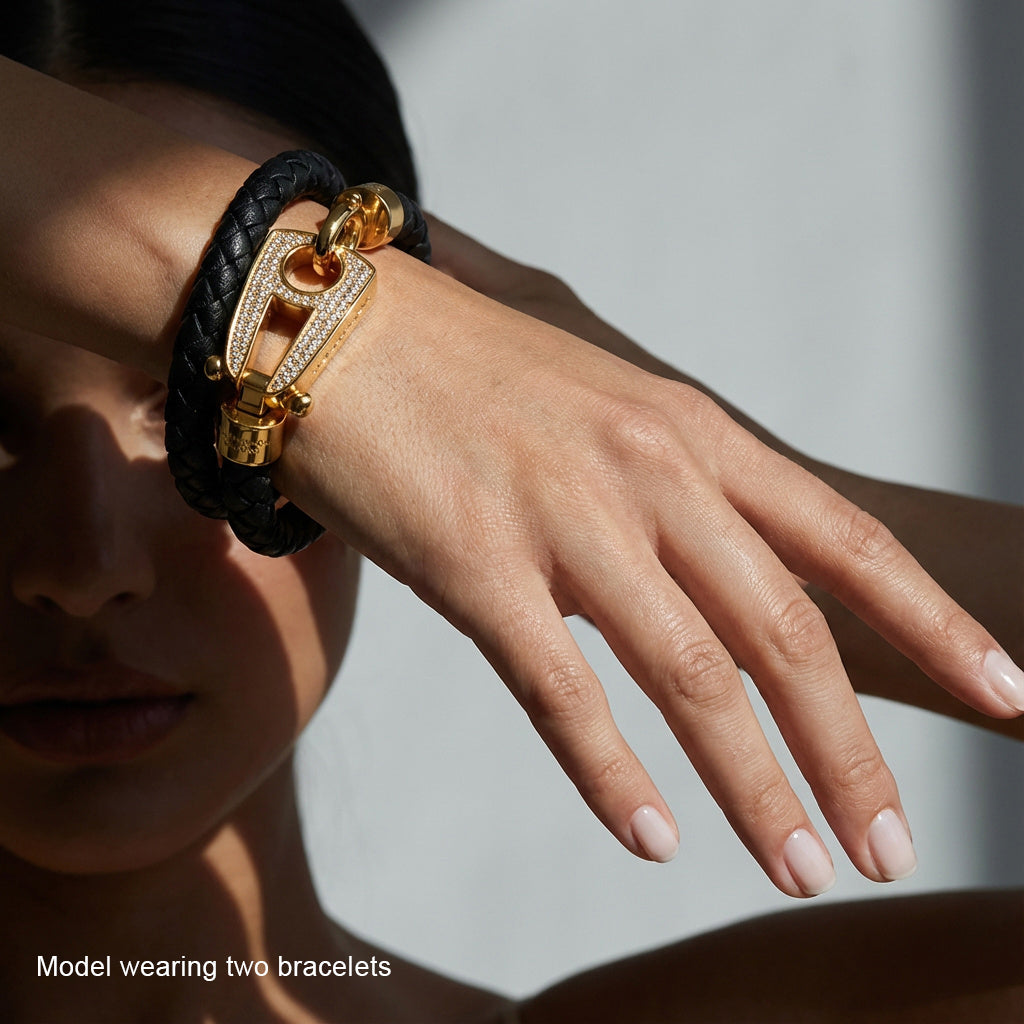 Black Leather Gold Hardware diamond