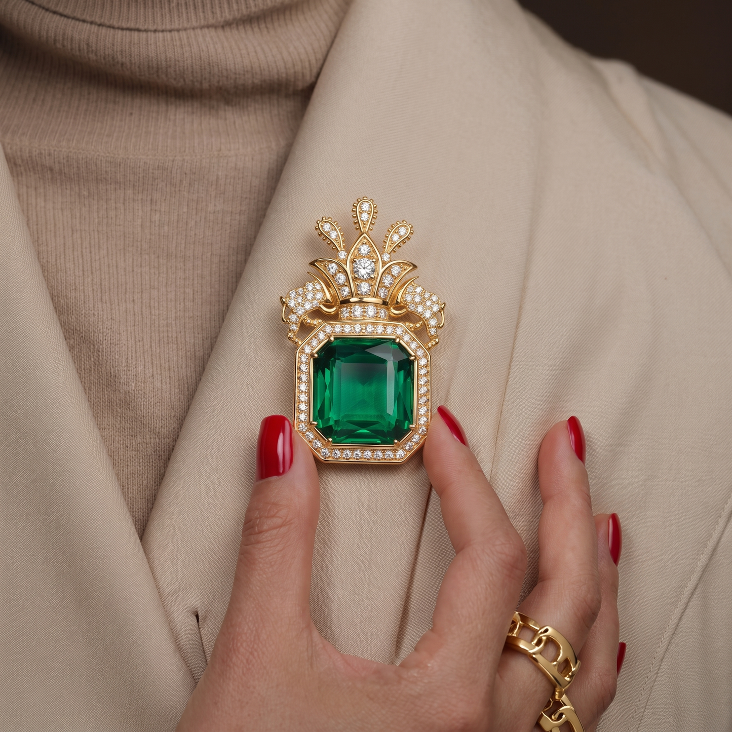Qajar Dynasty Brooch / Necklace Green