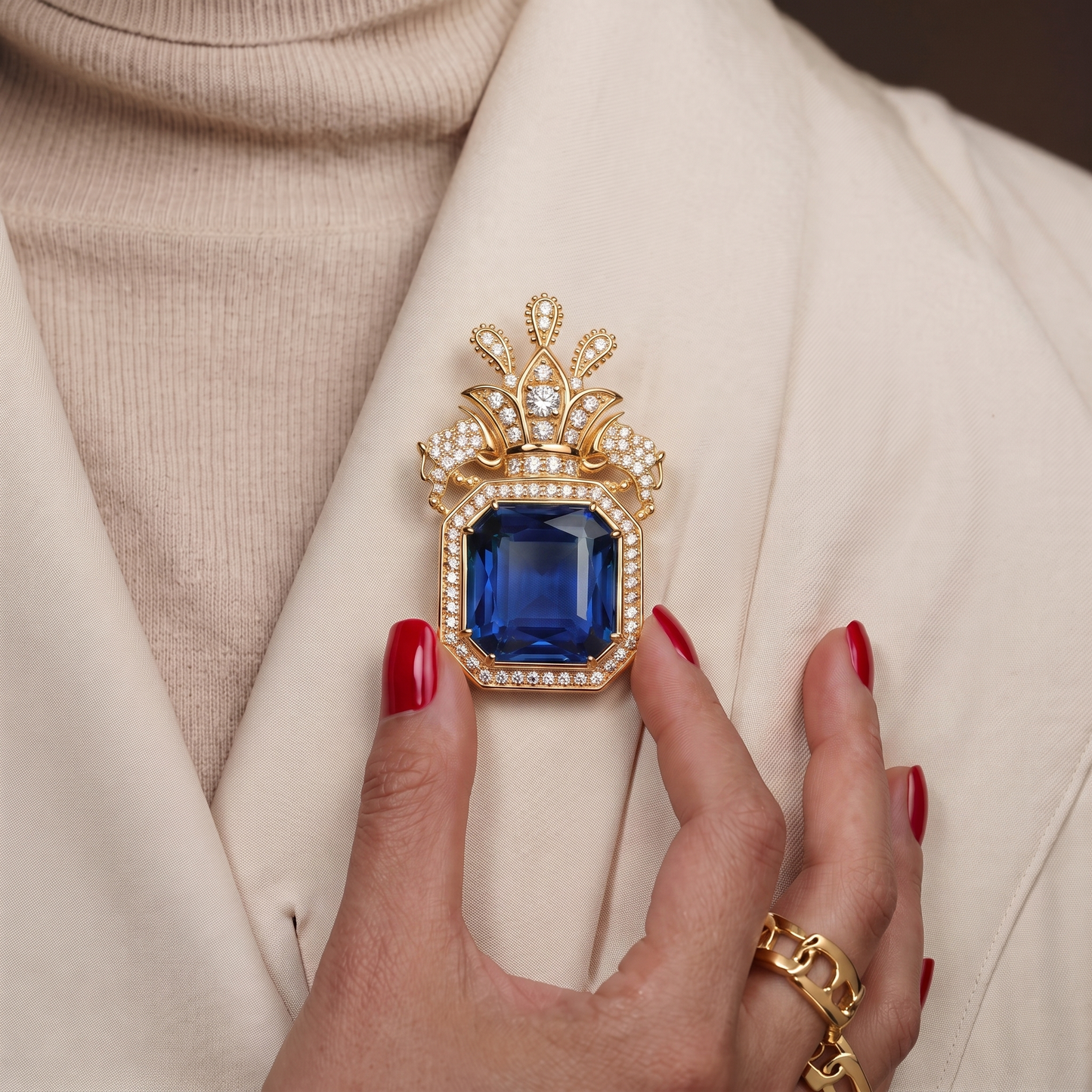 Qajar Dynasty Brooch / Necklace Blue