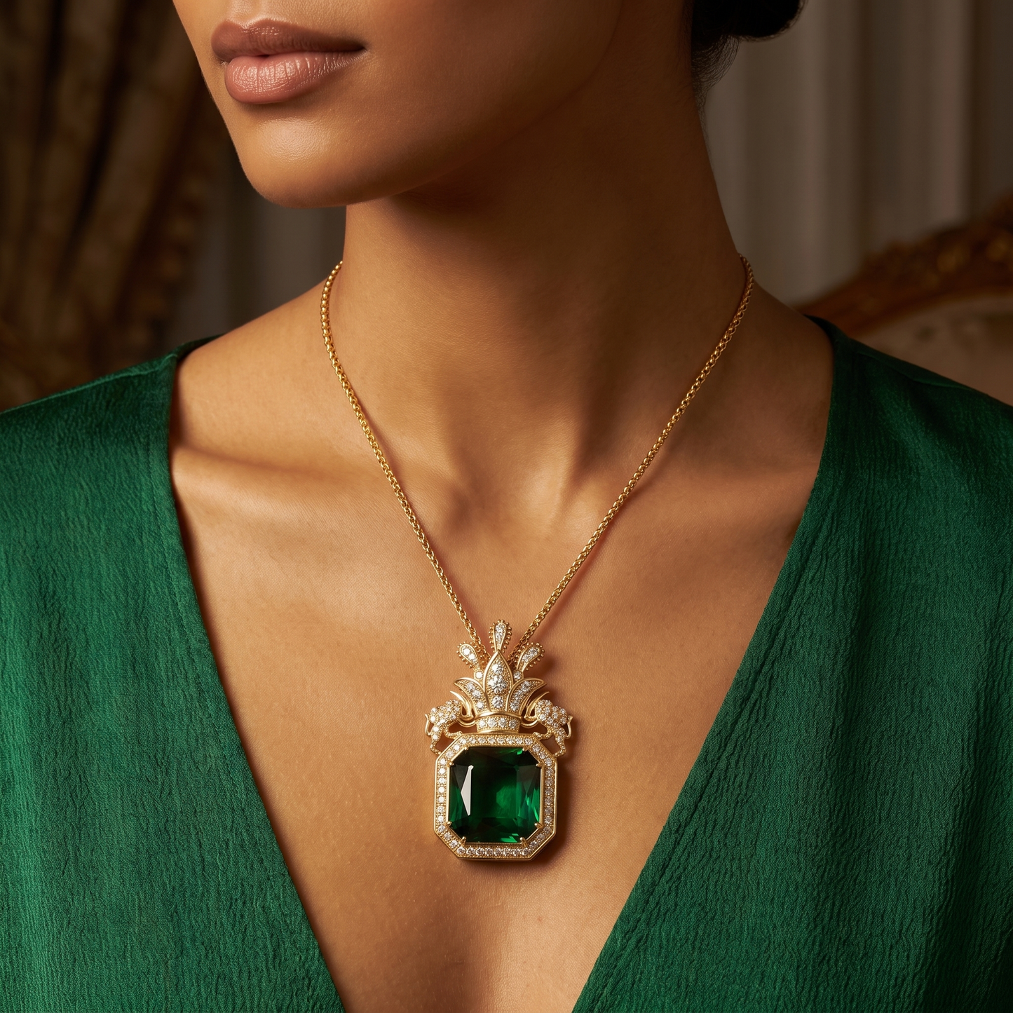 Qajar Dynasty Brooch / Necklace Green