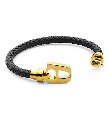 Black Leather Yellow Gold Hardware