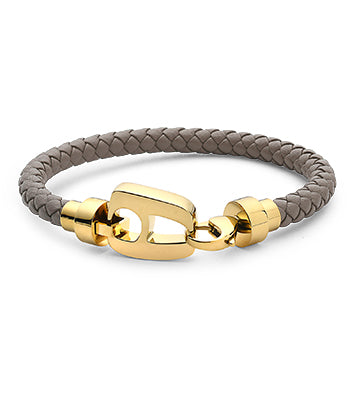 Taupe Leather Yellow Gold Hardware