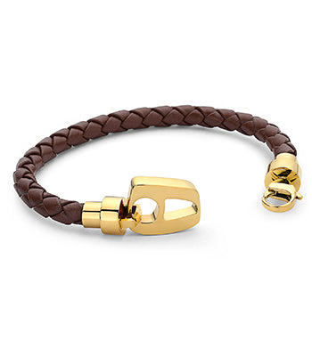 Brown Leather Polished Gold Hardware