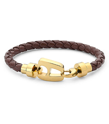 Brown Leather Polished Gold Hardware