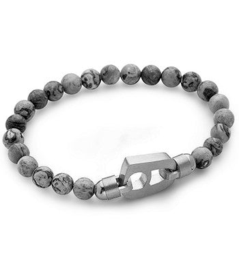Grey Beads Matt Silver Hardware