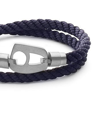 Navy Rope Brushed Silver Hardware