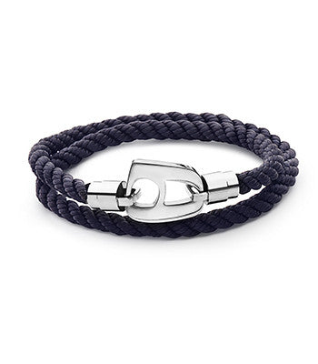 Navy Rope Polished Silver Hardware