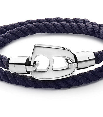 Navy Rope Polished Silver Hardware