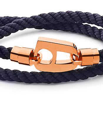 Navy Rope Polished Rose Gold